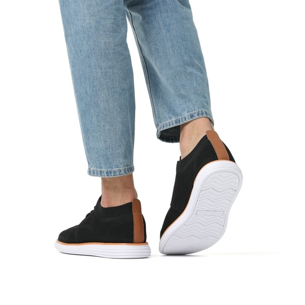 [KnitFlex Breeze] Men's Knitted Oxford Sneaker Shoes - BLACK - 8